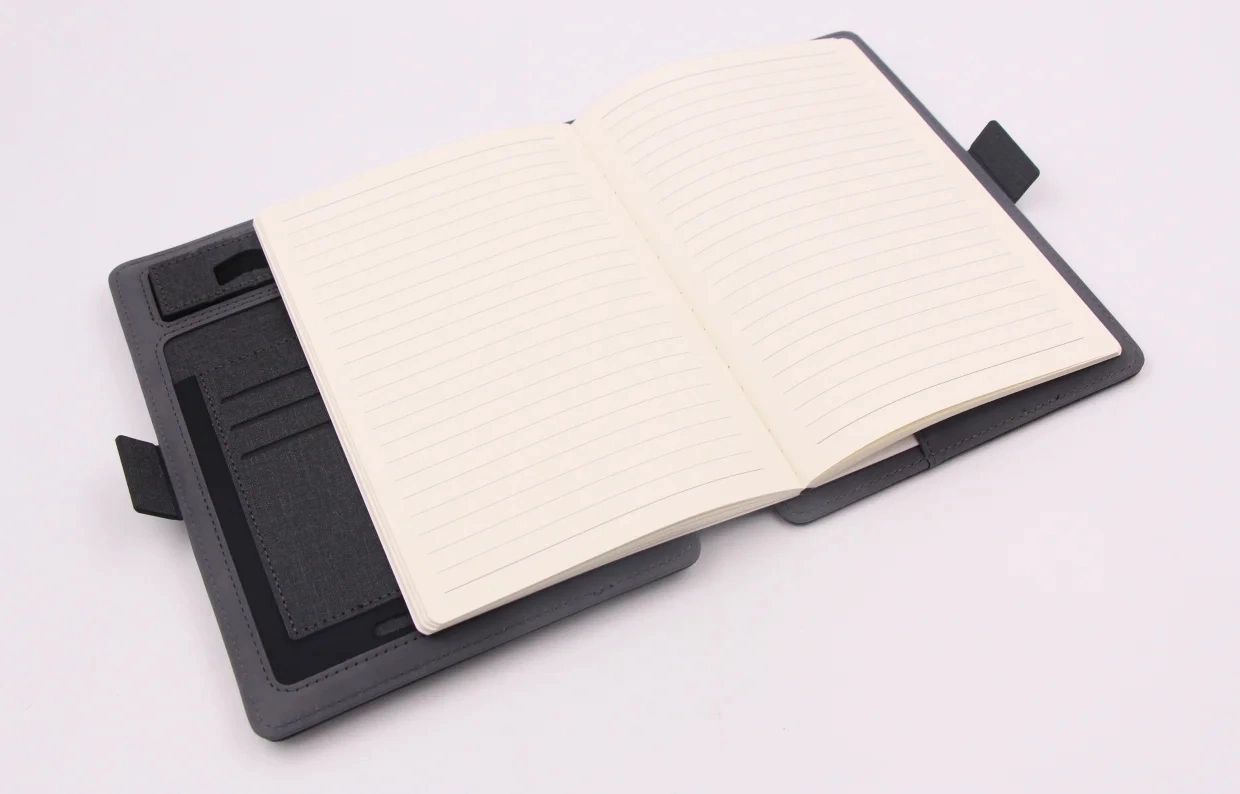 Power Bank PU Leather Loose-Leaf Notebook with Phone Card Holder