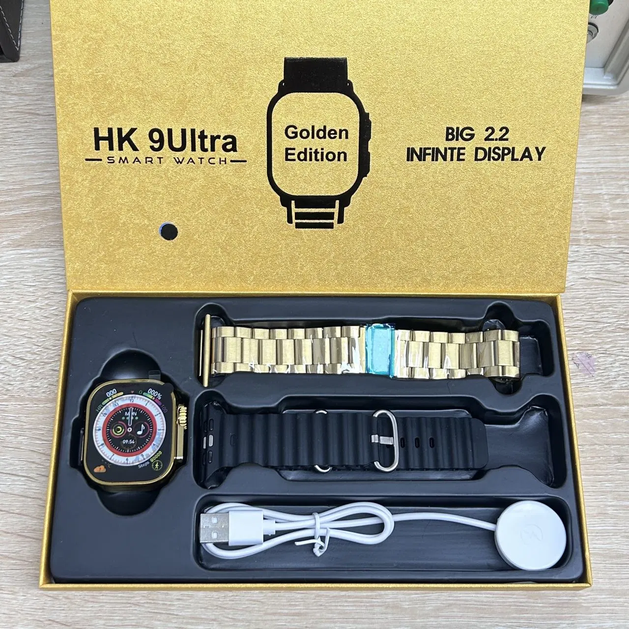 HK9 Watch Golden Smartwatch Upgraded Big Screen Smart Watch Ultra