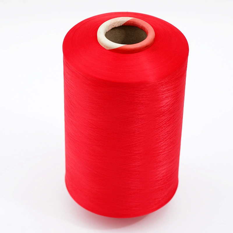 Red DTY 200d 300d Ring Spun 100% Polyester Yarn for Knitting