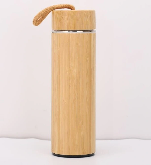 Custom Bamboo Vacuum Cup Stainless Steel Bamboo Tumbler with Portable Lid