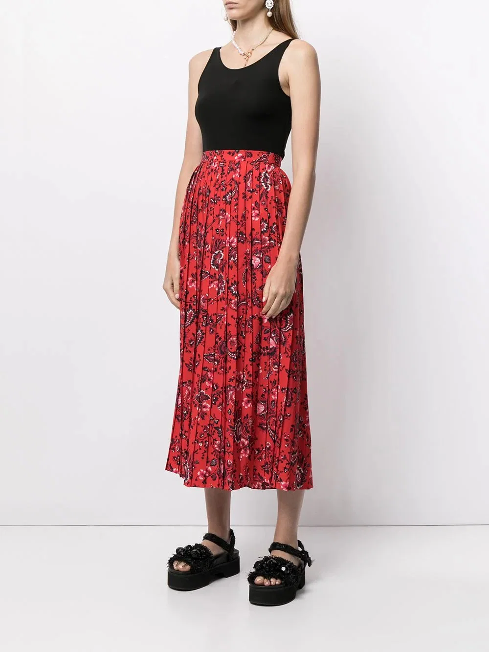 Wholesale/Supplier Fashion Floral-Print Pleated Summer Elegant Clothes Ladies Maxi Skirt