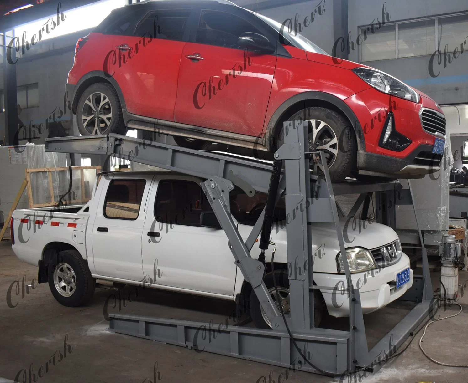 La grúa doble garaje barato coche solo puesto de estacionamiento de la pila Levante