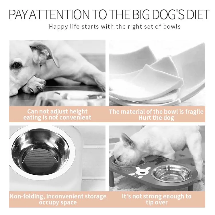 Elevated Dog Bowl Stand Stainless Steel Double Food Water Per Feeding Bowls