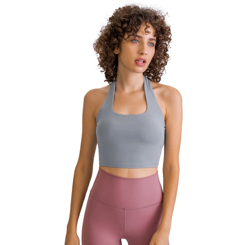 Xsunwing Naked Feeling Activewear Soutien-gorge de sport à bretelles dos nu avec dos ouvert, soutien-gorge rembourré pour l'entraînement, haut de culture pour la course à pied sous-vêtements.