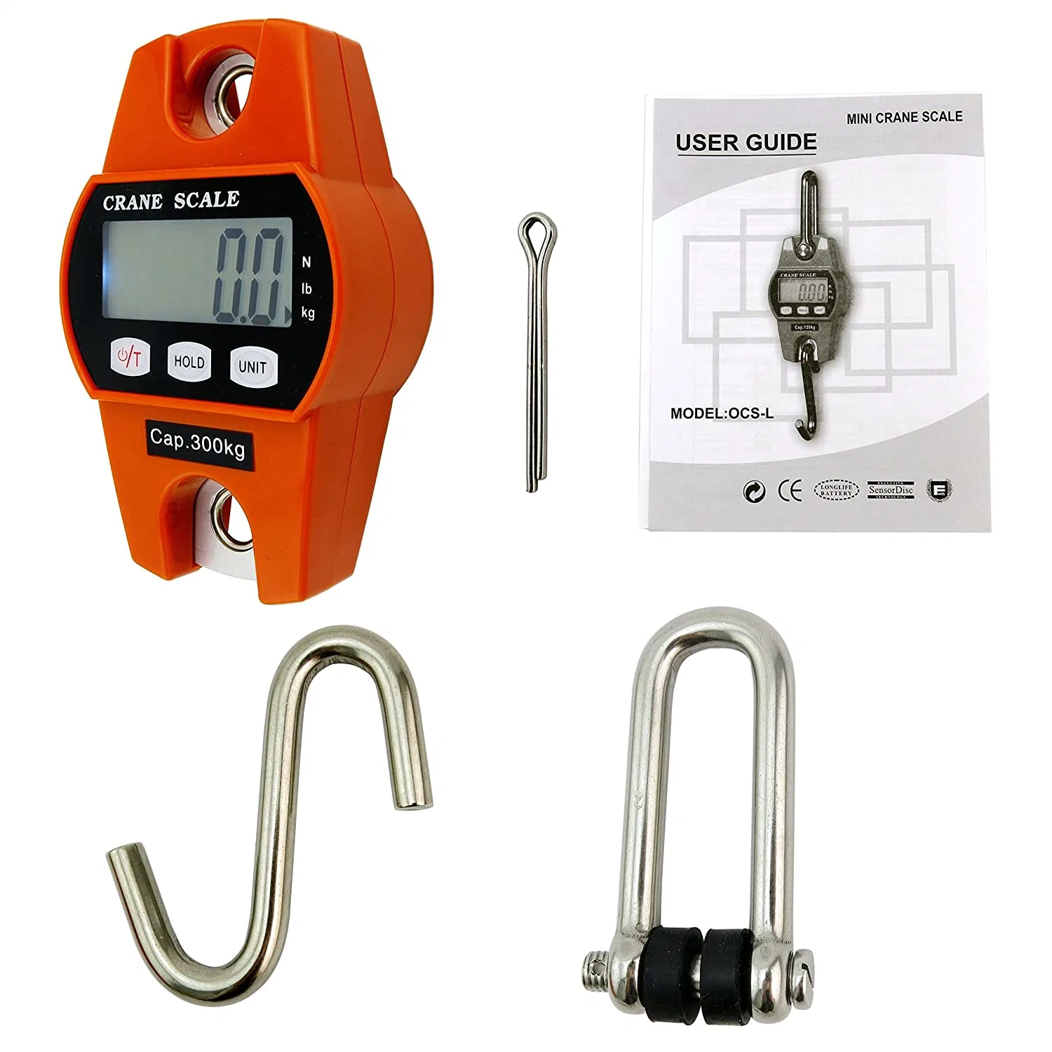 300kg/600lbs Electronic Digital Hanging Scale Mini Crane Scale with Hook for Outdoor