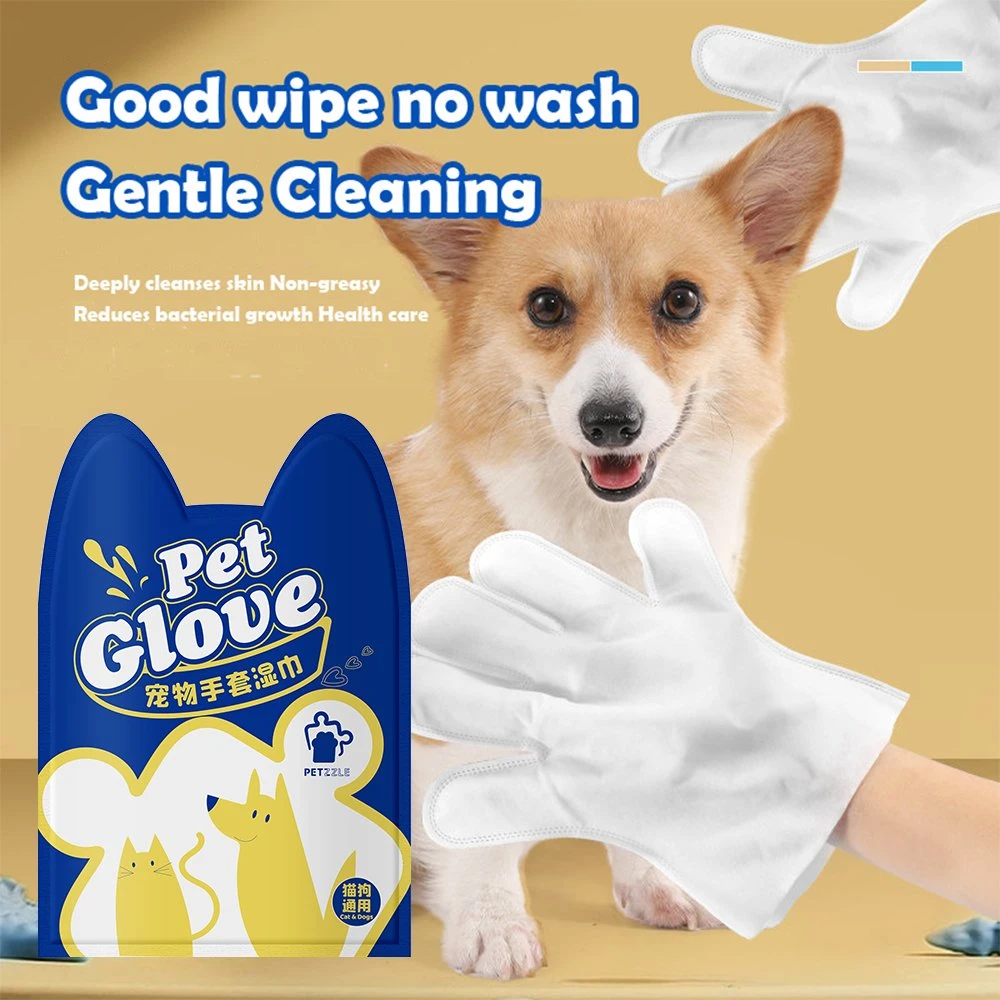 Todo el cuerpo de la mascota de limpieza del Cabello Cuidado de la adecuada solución Nonwoven toallitas Guantes de suministros de limpieza de mascotas Pet Products