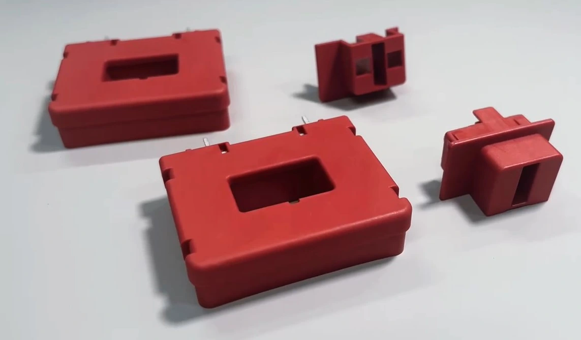 Custom Precision Current Sensor Red Color Plastic Housing with PA66 Injection Molding Service