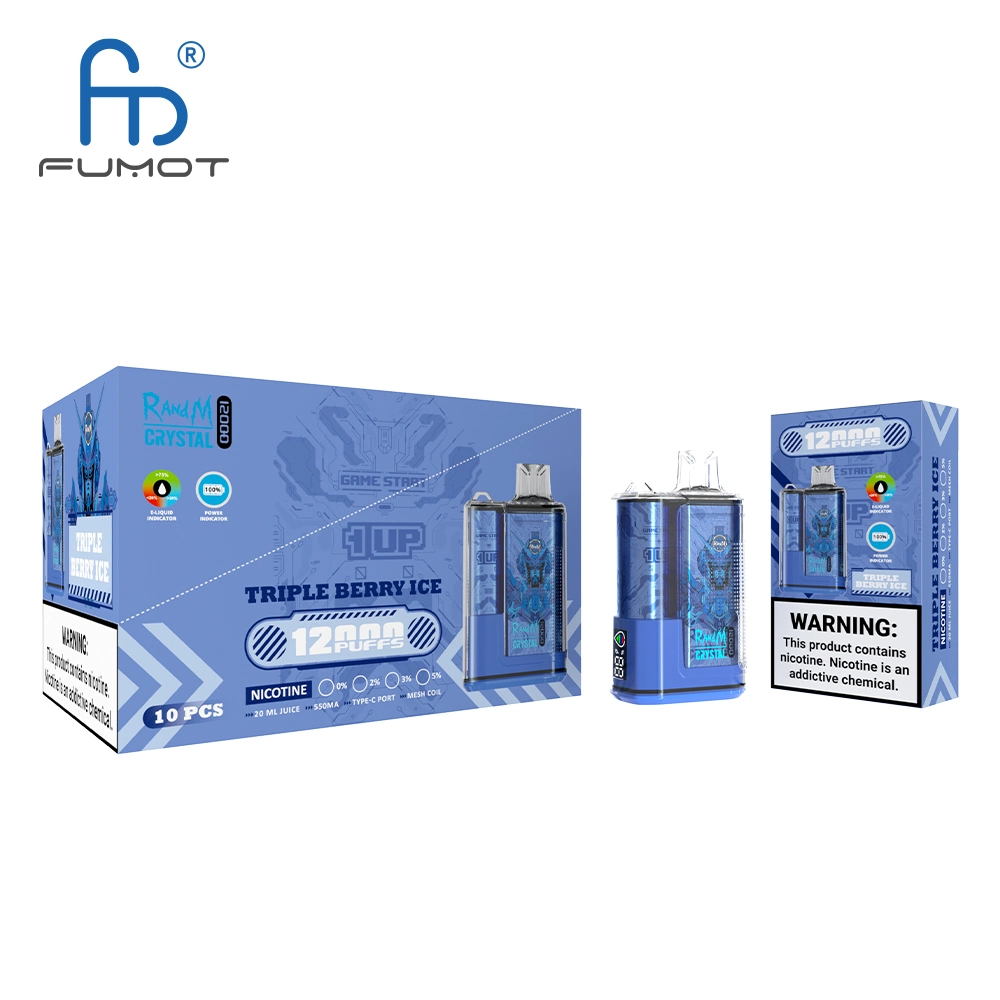 En gros Randm Vape Fumot Crystal 12000 bouffées 0/2/3/5% de nicotine avec Kit d'afficheur E pour allume-cigare