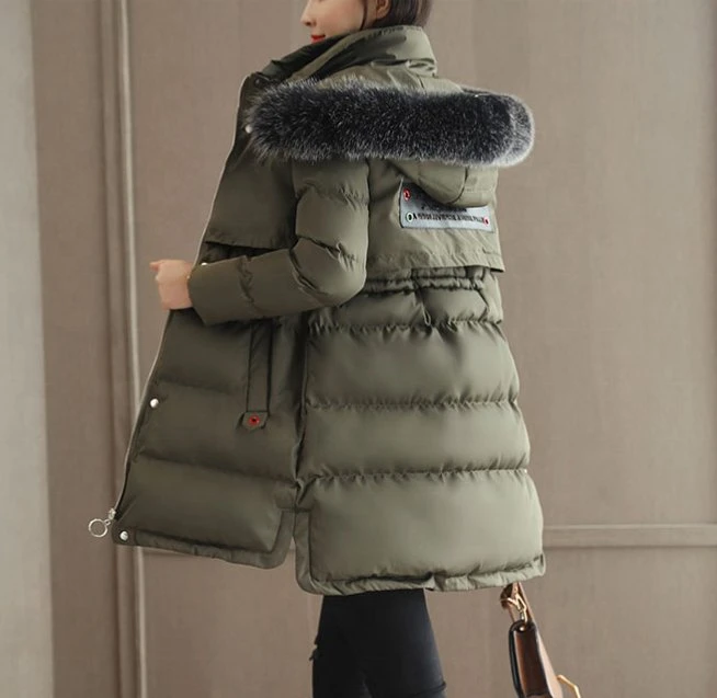 2023 Lady Fur Collar Cotton Long Parkas Hoodies Warm Jackets Winter Coat Women Designer Jacket