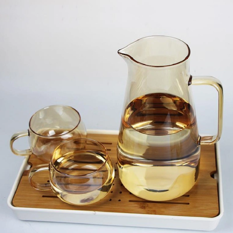 Nordic Household Living Room Drinking Ware Set Water Glass Cold Водное шампанское Термостойкий стеклянный тог с лотком Bamboo