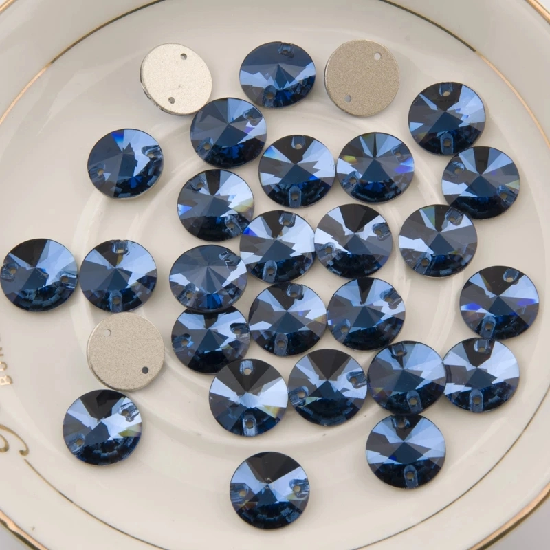 All Sizes Sapphire Sew on Strass Rivoli Crystal Flatback Rhinestone for Clothes Decoration