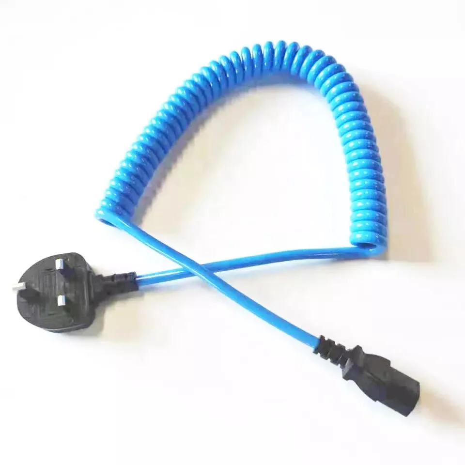 UK to C13 Retractile Coil Cords Coiled Power Cords Electrical Extension Cord