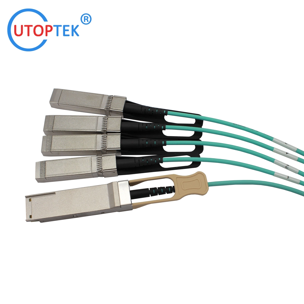 Baixo consumo de energia cabo Utoptek QSFP28 4X25g SFP28 AOC de 100 gbps Marca