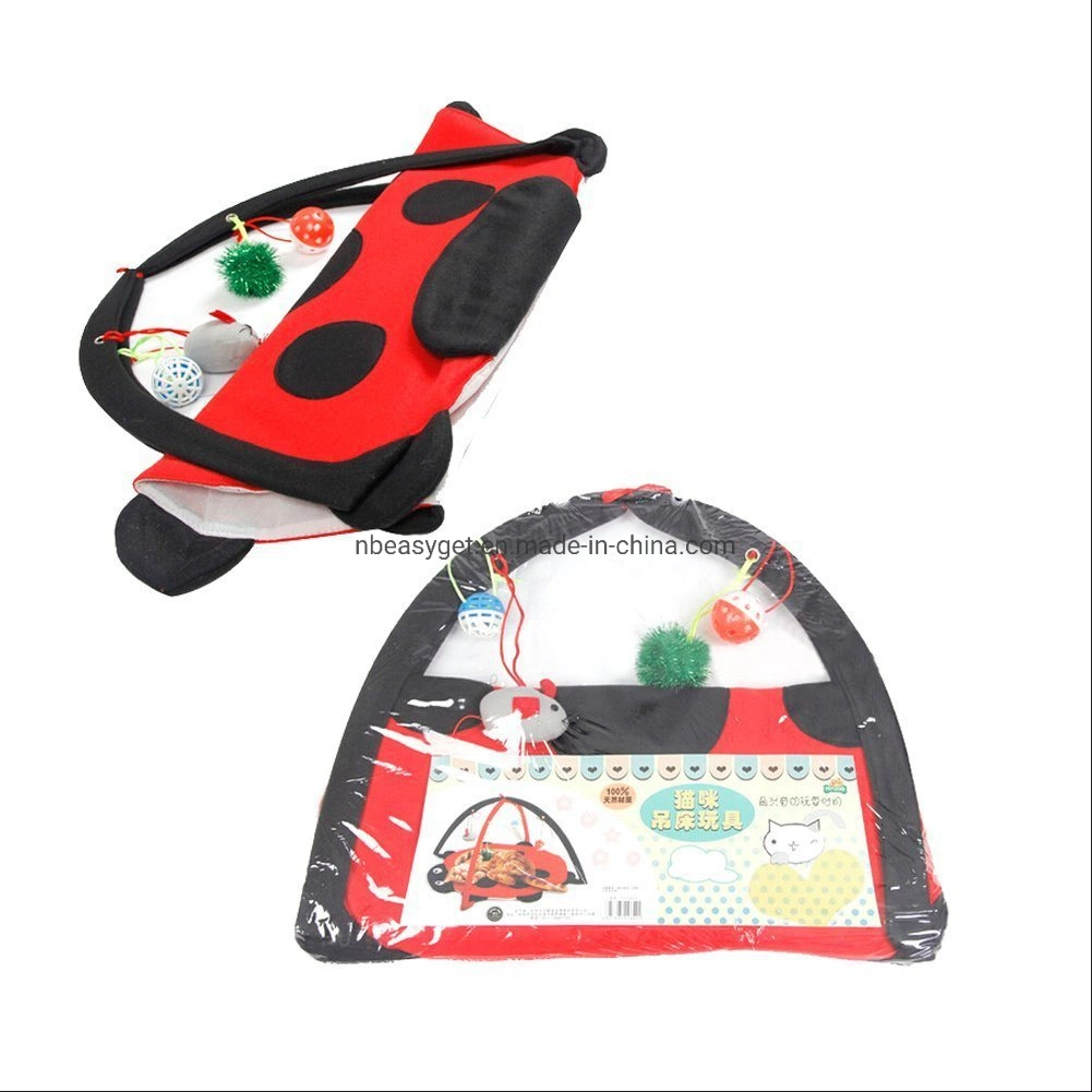 Cat Mobile Activity Play Mat Pet Padded Bed with Hanging Toys Bells Balls and Mice Esg12420