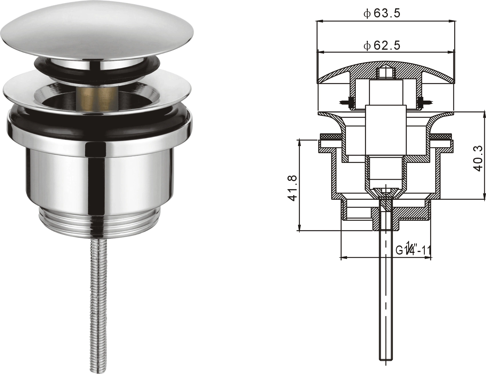 Push Down Pop up Waste High quality/High cost performance  Drainage Pipe Fittings Water Drain