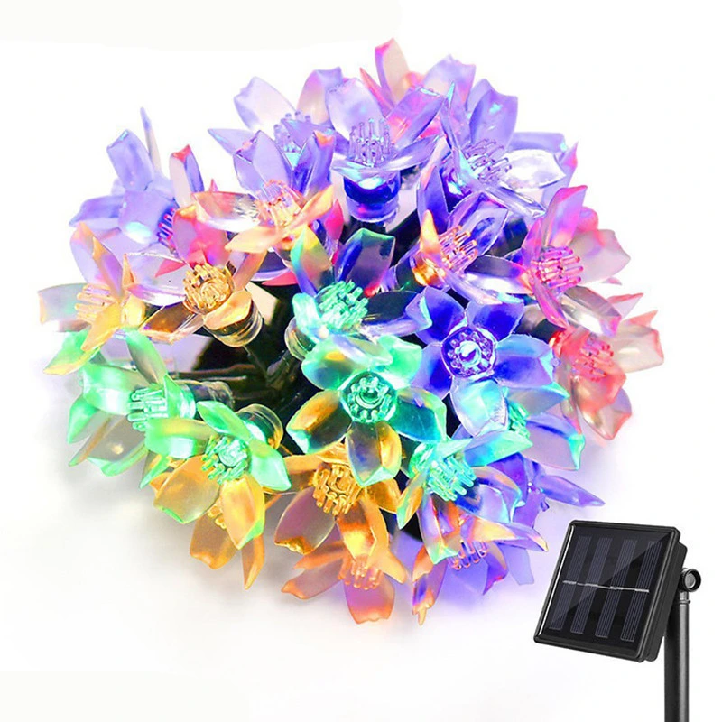 Solar LED Flor de durazno cadena luz LED de 50 de Halloween impermeable al aire libre las luces de Navidad