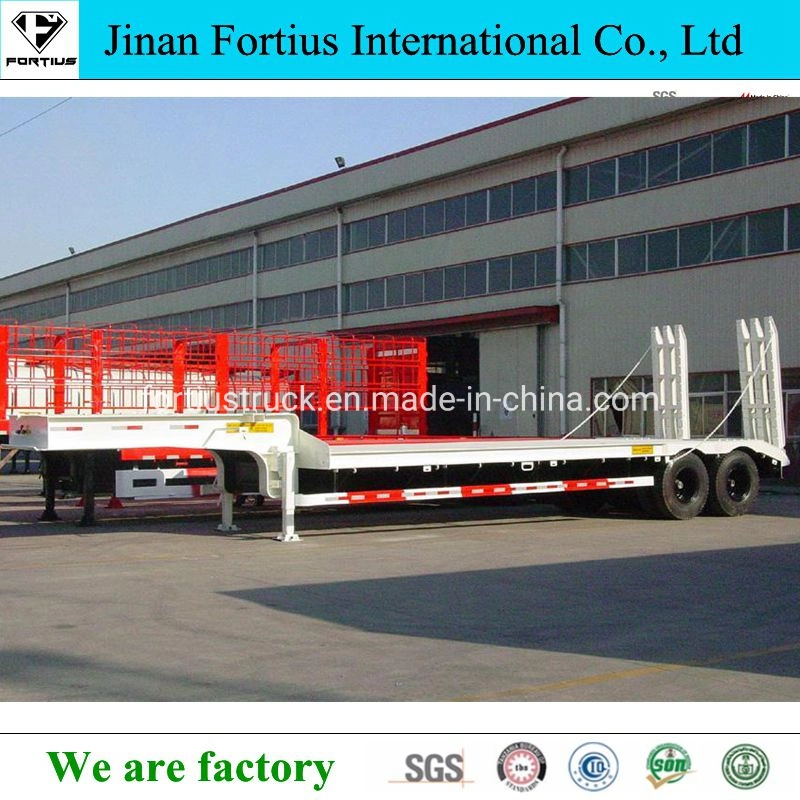 2 Axle 3 Axle 60ton 80 Ton Heavy Duty Gooseneck Low Loader/Lowbed/ Lowboy Low Bed Trailer Truck Semi Trailers for Excavator Transport