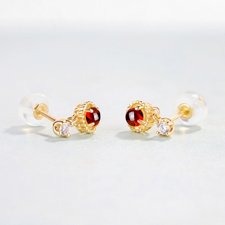 Fashion Women Gold Gemstone Earrings Luxury Mozambique Garnet Earrings for Parties