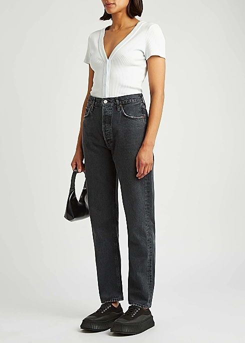 Damen′ S 90′ S Charcoal Jeans mit geradem Bein Lady′ S Classic Denim Hose In Hellem Schwarz, Ganzesales Jeans