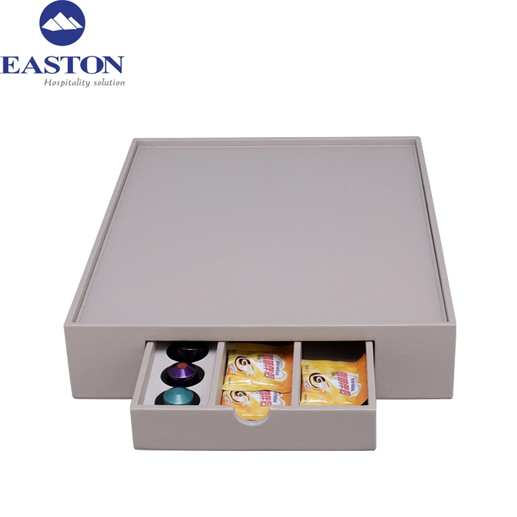 Hotel Customized Rectangle Leather Drawer Welcome Tray