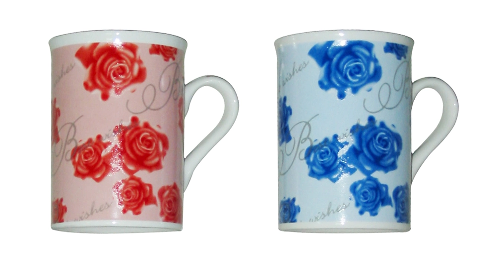 10oz Decaled romantique en porcelaine des tasses à café (7108-021)