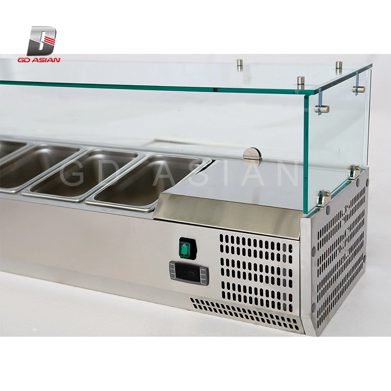 Gn1/4*5 Commercial Refrigerated Stainless Steel Display Topping Unit Vrx1200/330