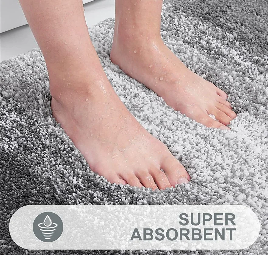 Alfombra de lujo al por mayor Microfibra extra suave y absorbente antideslizante Alfombra de baño de secado rápido Suelo impermeable sin deslizamiento Plush Shaggy Alfombrillas de baño para el suelo del baño