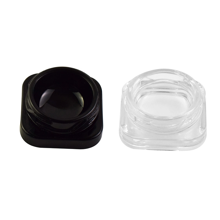 Custom Logo Printed 5ml 9ml Child Resistant Qube Clear White Black Glass Concentrate Jar W/ White Black Cap