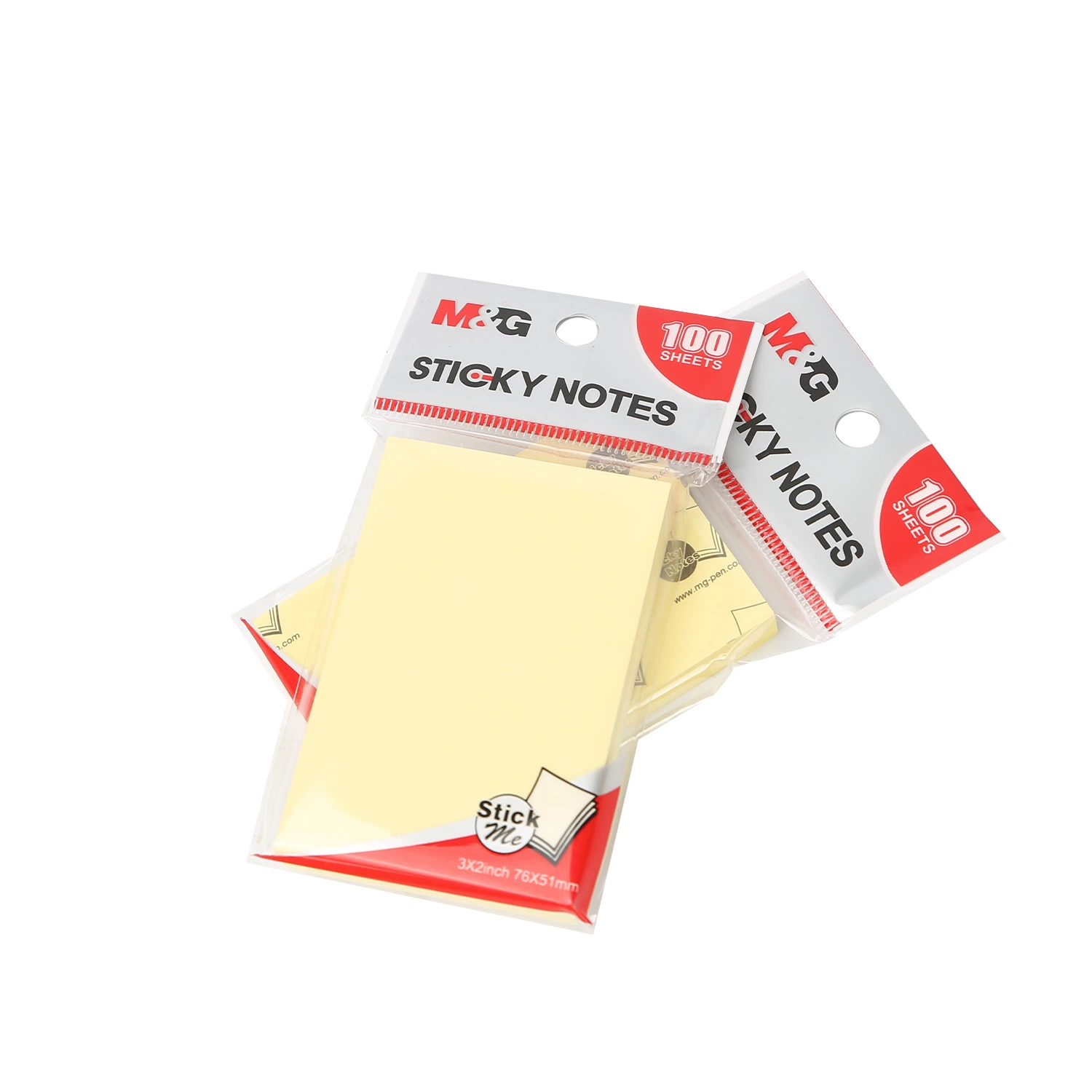 Hot Sale 3' X3', 100 pages Poly Pack carré de bureau amovible Sticky Notes plaquettes Mémo jaune