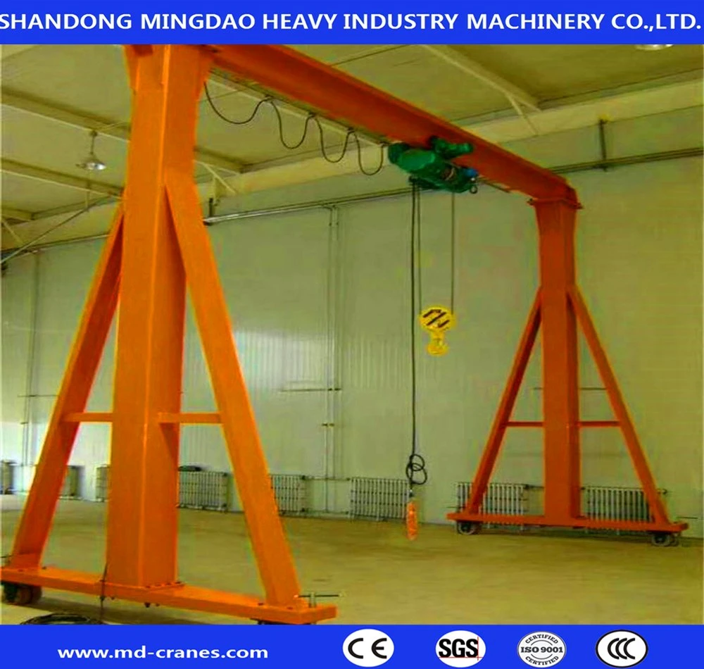 Mingdao 5t 10t 15t 20t Single Girder Gantry Crane with Electric Hoist