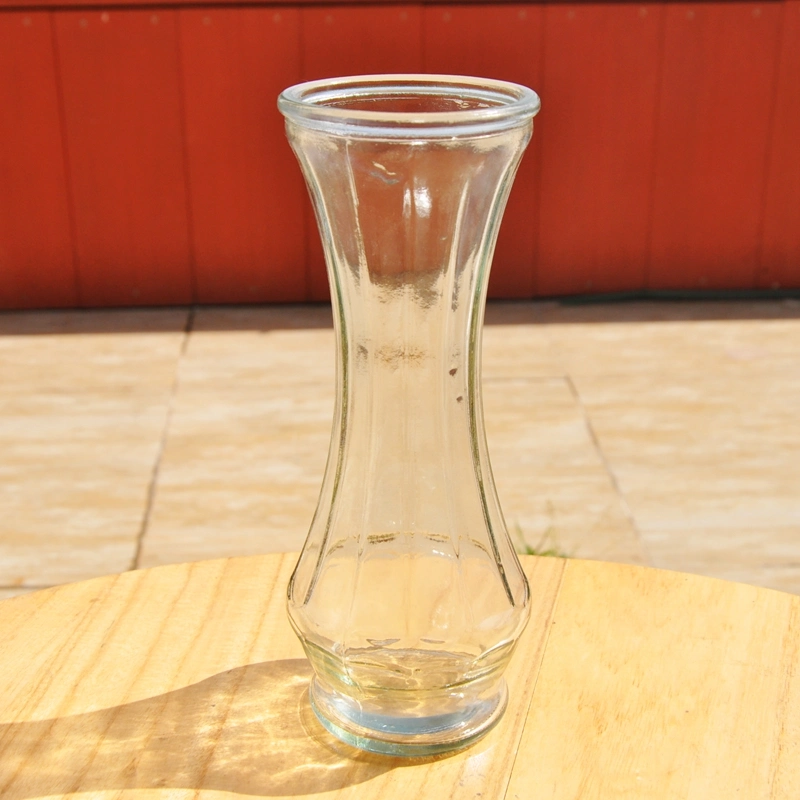 Cylinder Shape with Ice Crack Decoration Glass Vase for Flower