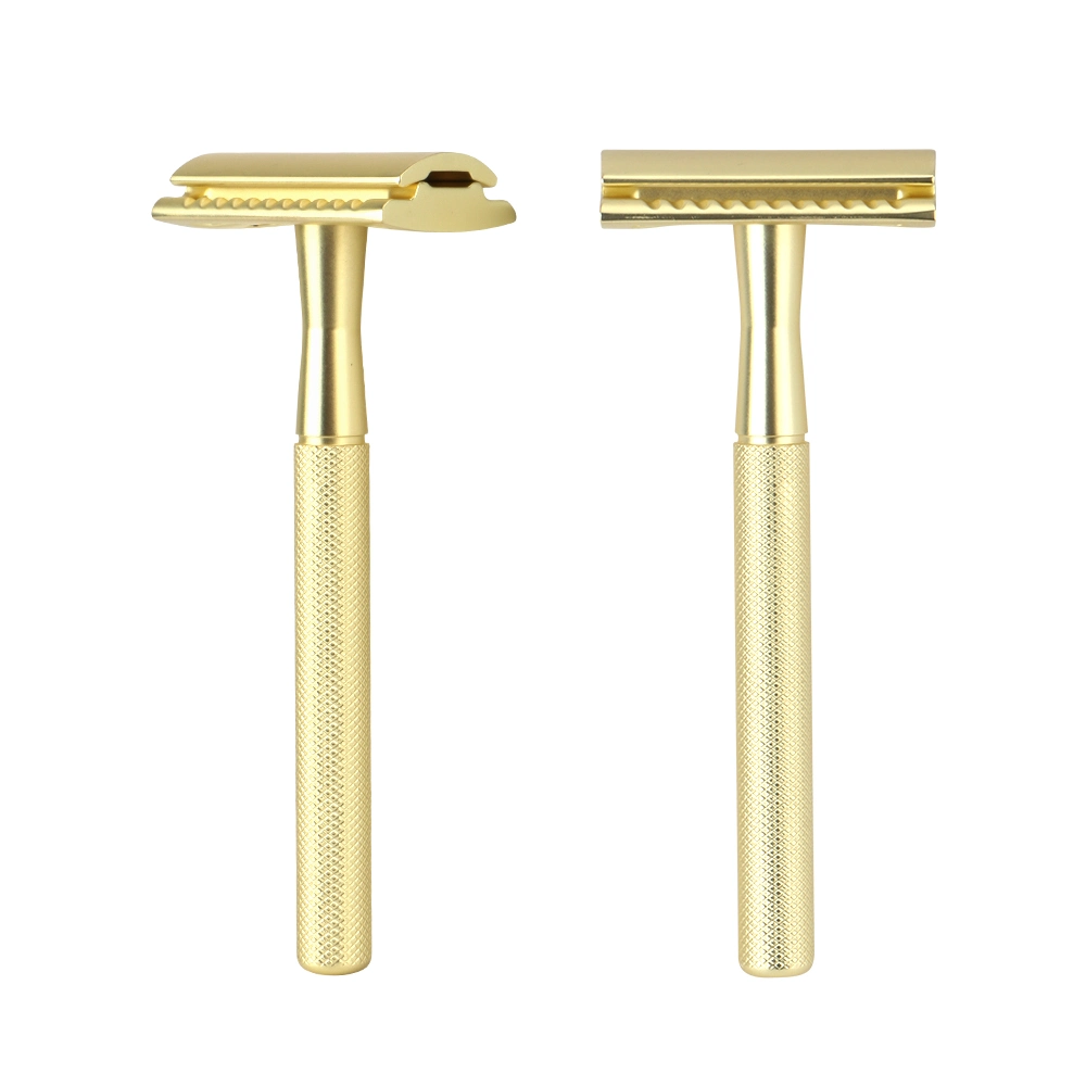 New Golden Color Customized Packaging Brass Handle Classic Design Metal Shaver Wet Shaver Safety Razor