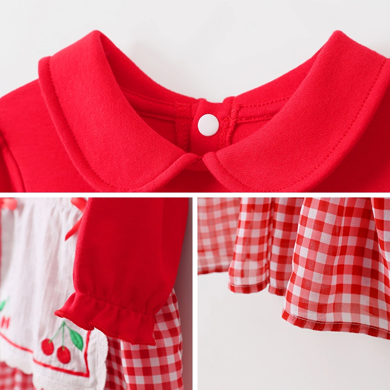 Großhandel/Lieferant Sweet Style Gestrickte Kirsche Muster Baby Kleid