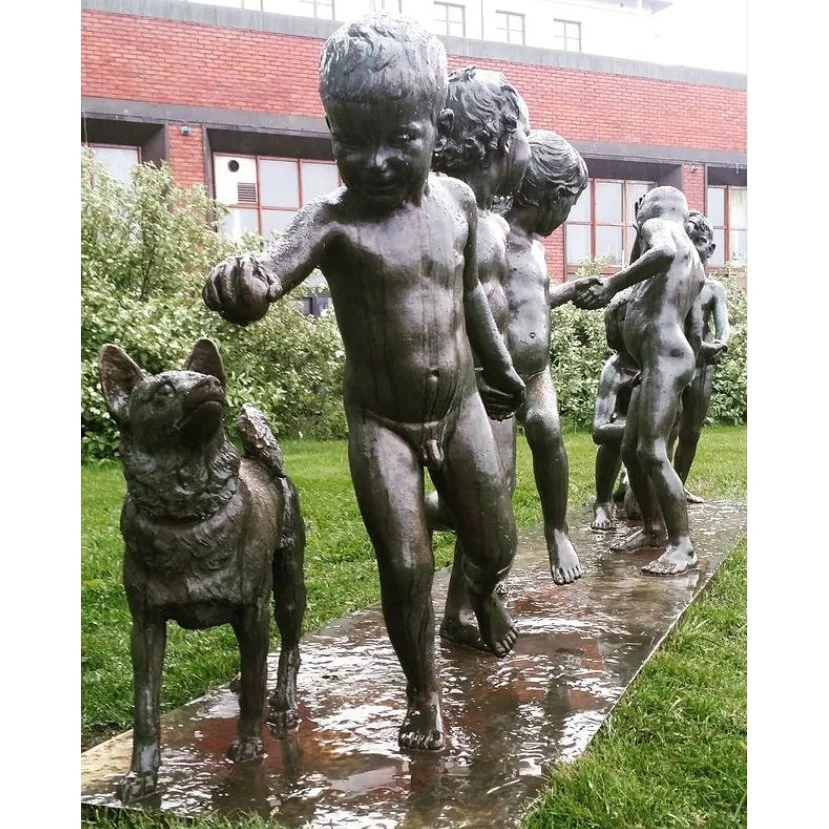 Carving de bronce el Arte de Escultura Fisherboy decoración al aire libre del jardín de la carencia