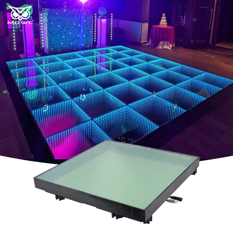 Wired 3D Infinity Mirror Dance Floor Iluminación LED Dance Floor Luz para el escenario de la fiesta de boda