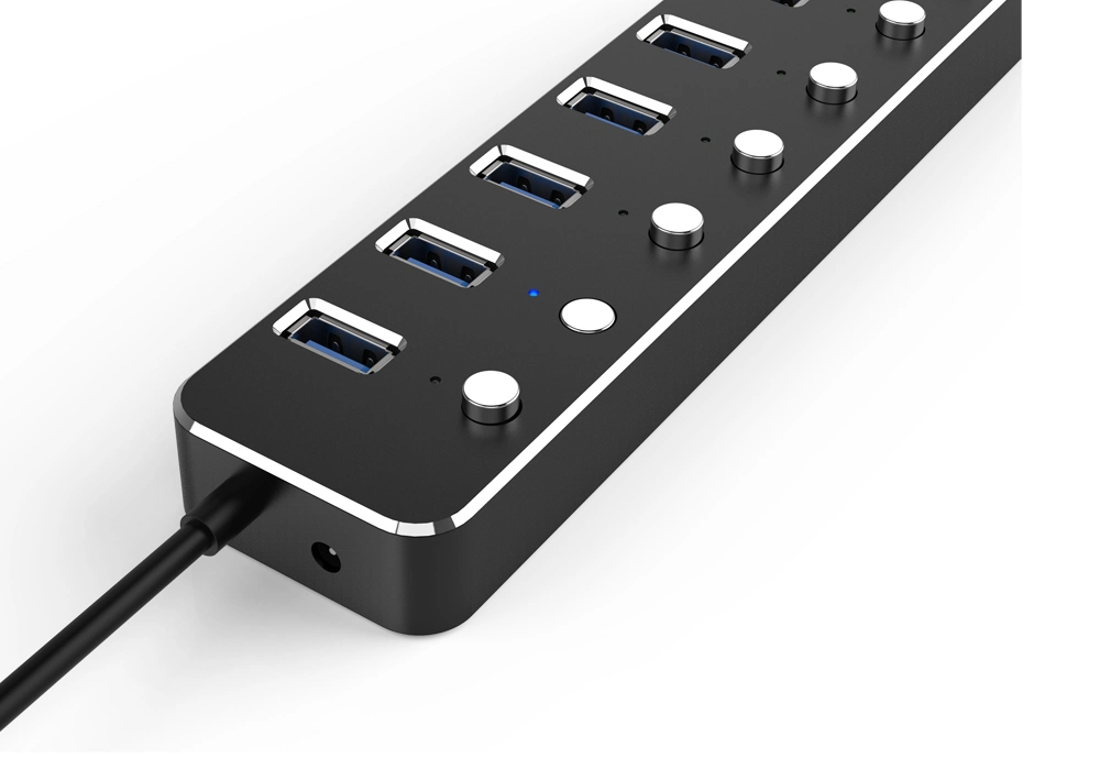 Wholesale/Supplier Aluminum 7 Port USB 3.0 Hub with Separate Switch