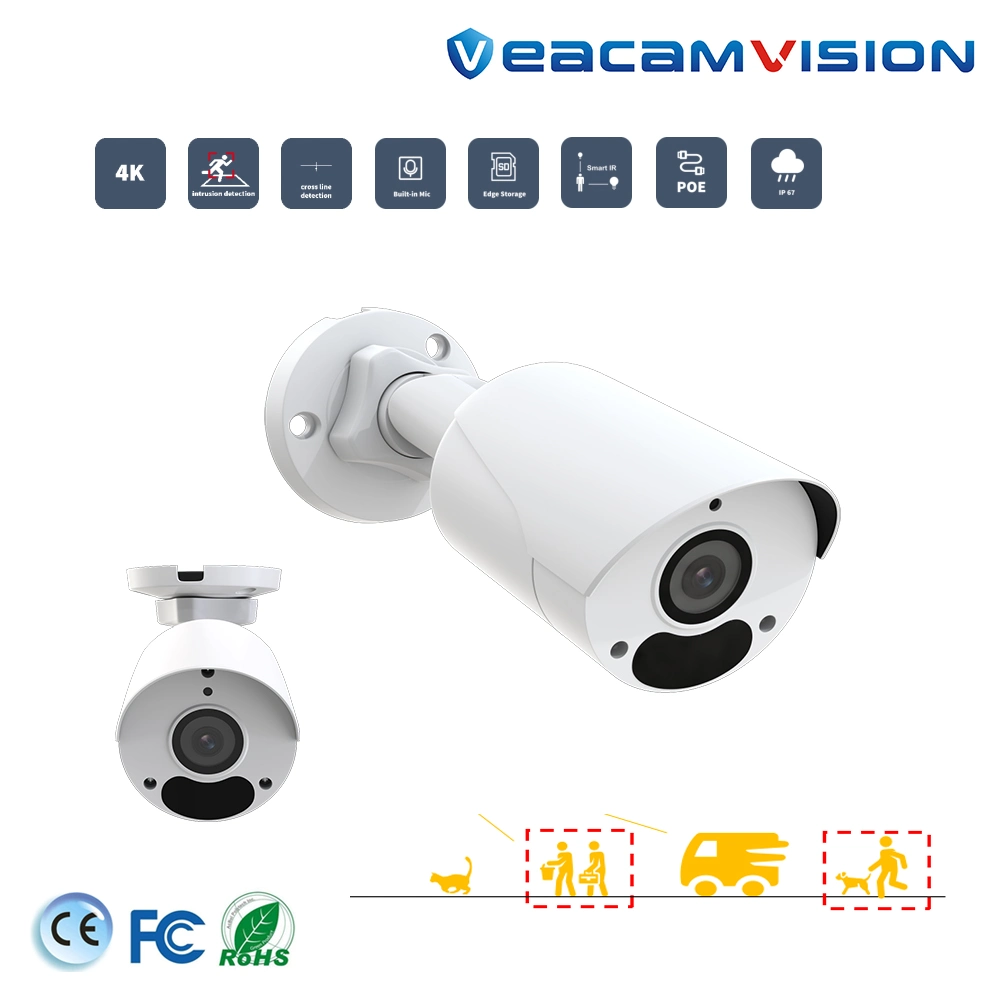 4K 8MP 120dB True WDR Poe IP67 Bullet Mini IP CCTV Camera with Card Slot No WiFi for Garden Security Camera Office Video Combo DVR Kit System Outdoor CCTV