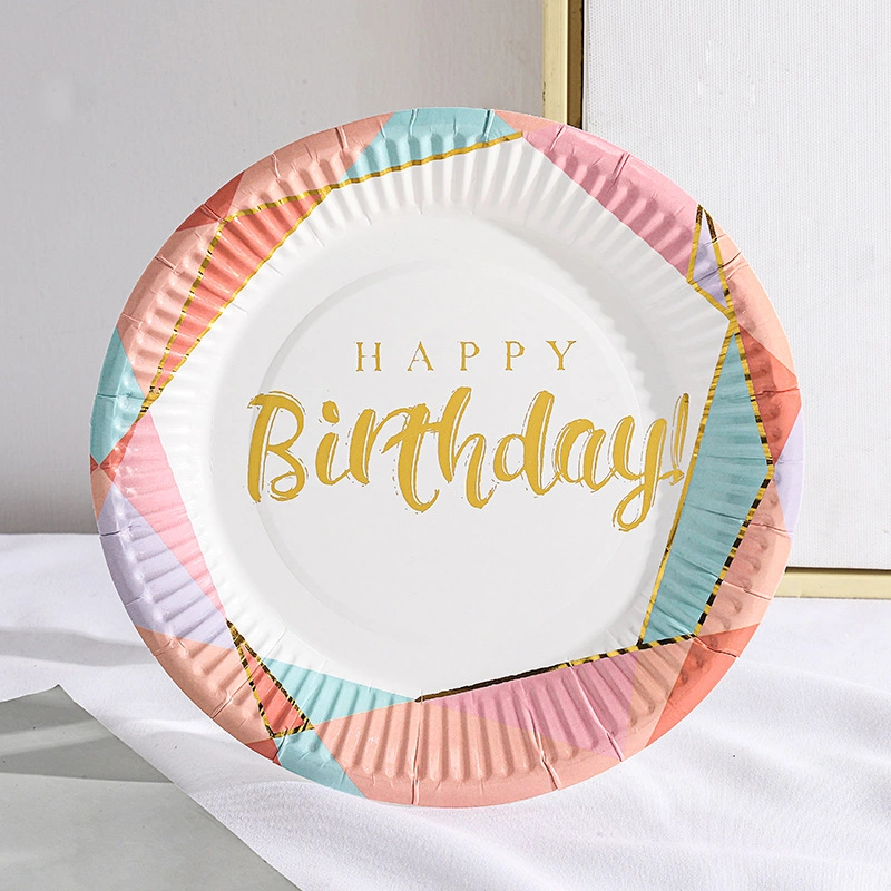 Colorful Plates Set of 10 PCS Disposable Paper Plates Set for Birthday Party