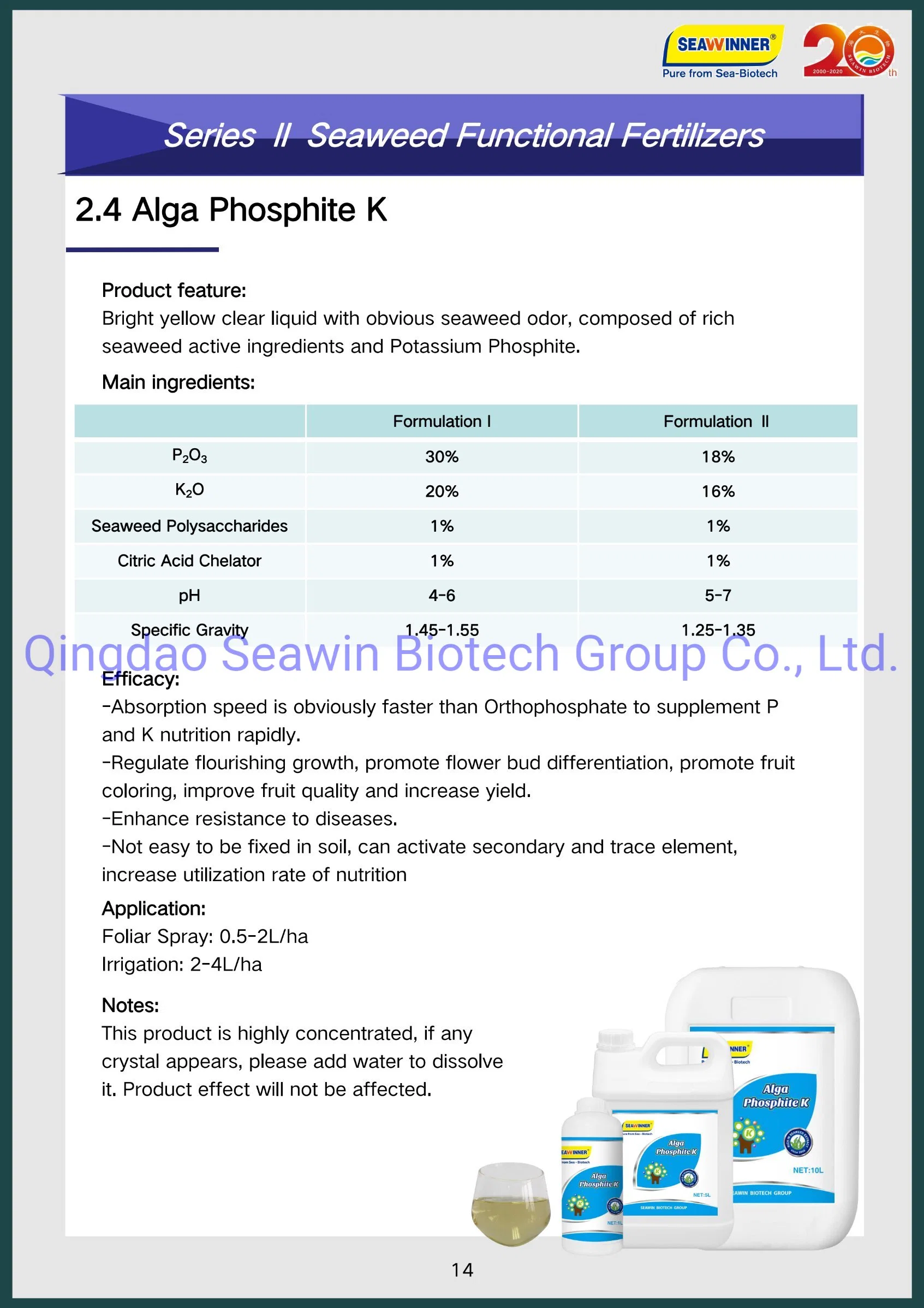 Alga phosphite K-d'alimentation N et P de la nutrition rapidement le contrôle des maladies et de contribuer à l'expansion de fruits