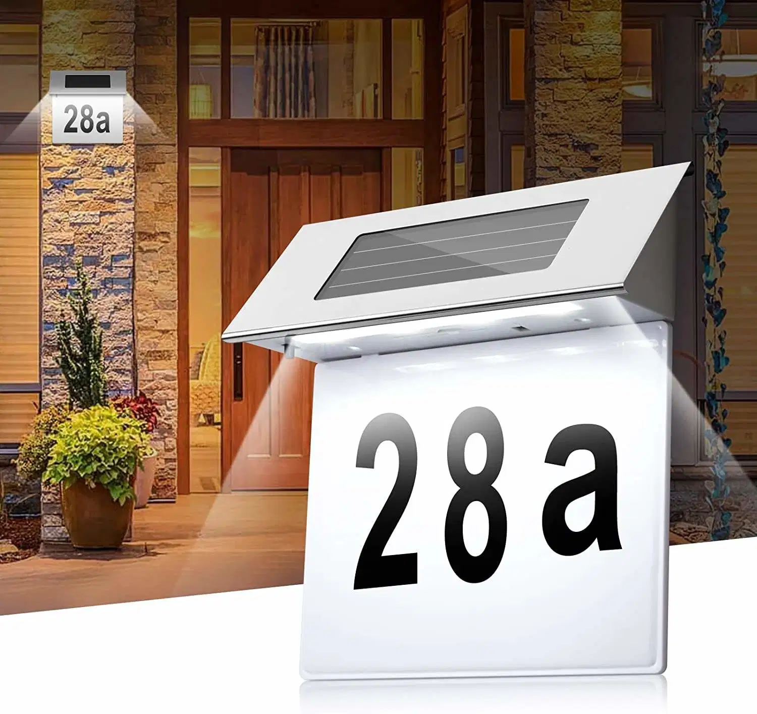 Outdoor Waterproof Solar Powered LED Electronic Address Signs Sign House Numbers for Outside Rechargeable LED Lighted Address