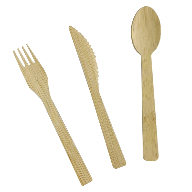 New Type Eco Friendly 3-Piece Fork Knife Spoon Bamboo Disposable Cutlery Set