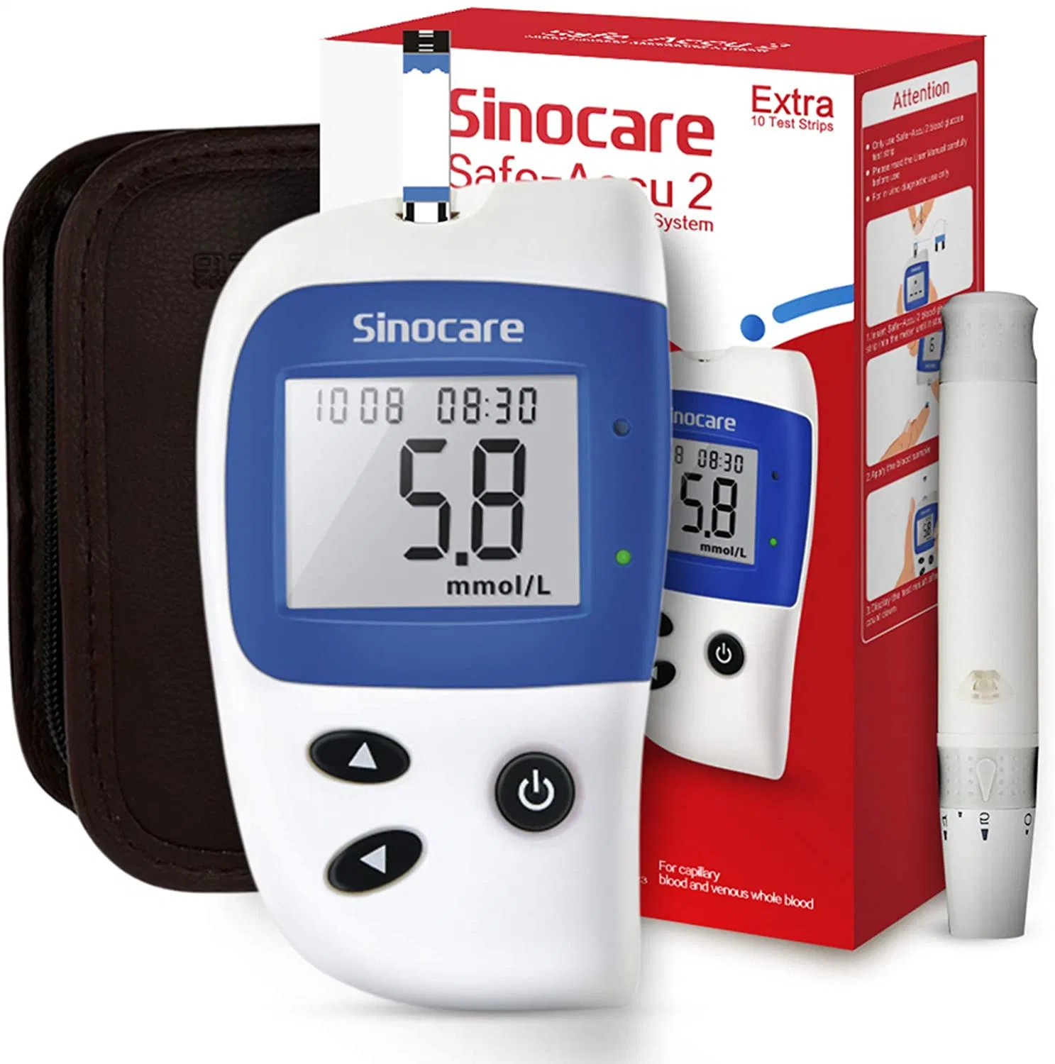 Sinocare 100 tiras de prueba de glucosa en sangre Diabetes