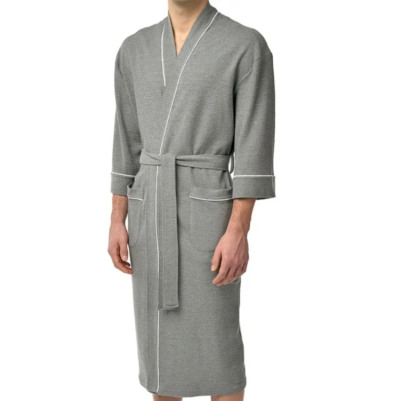 Herren Nachthemd Fleece Robe Sleepwear 100% Baumwolle Hotel Bademantel für Heimkleidung