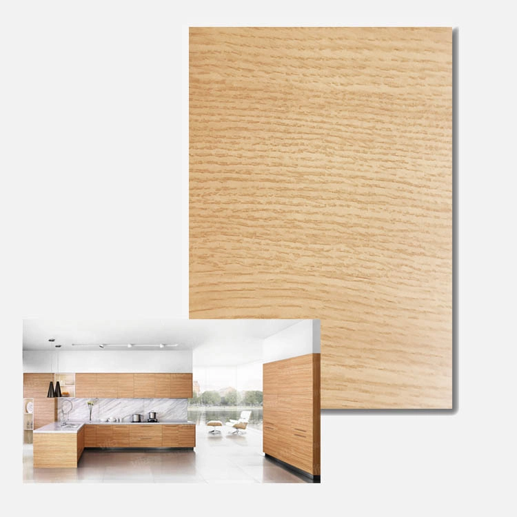 White Oak Wood Grain Film Laminating Metal Steel Sheet for Cabinet Door Decoration