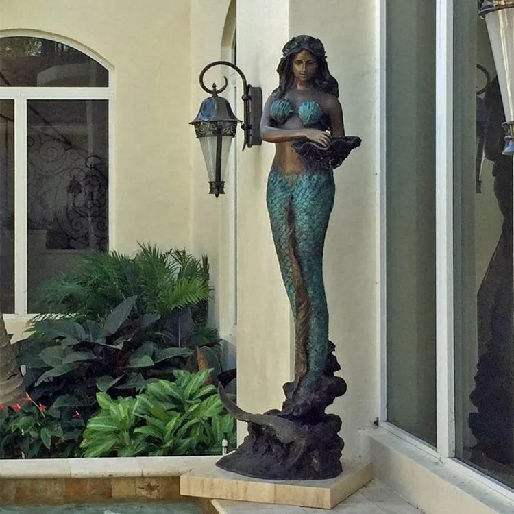 حجم الحياة البرونزية مخصص كبير الحجم لنور أنثى النحت حرفة معدنية تمثال عروس البحر