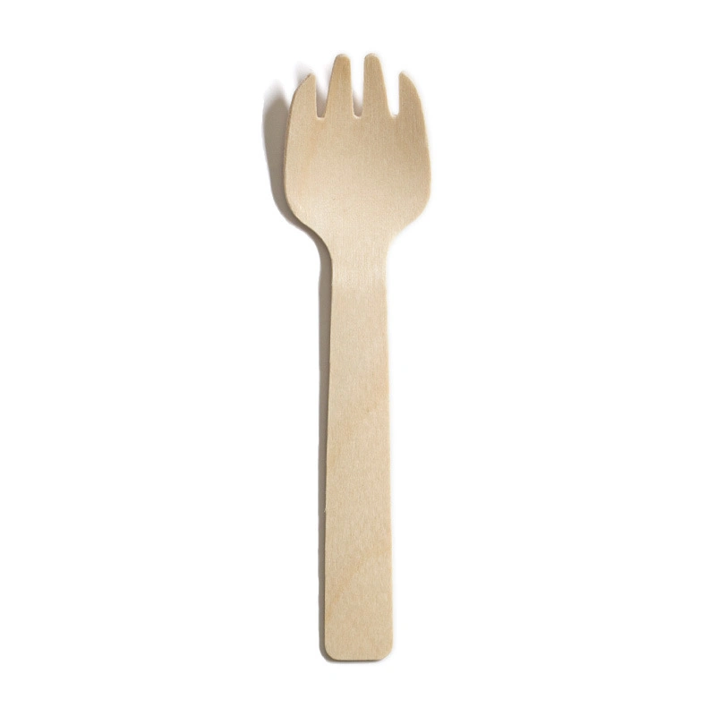 105 mm Wooden Spork Disposable Cutlery Spoon Dessert Scoop Biodegradable Cake Fork