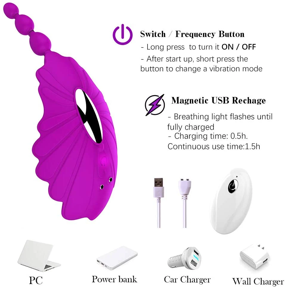 New Butterfly Vibrator Female Panties Invisible Wearable Sex Vibration Underwear Vibrating Rechargeable Massage