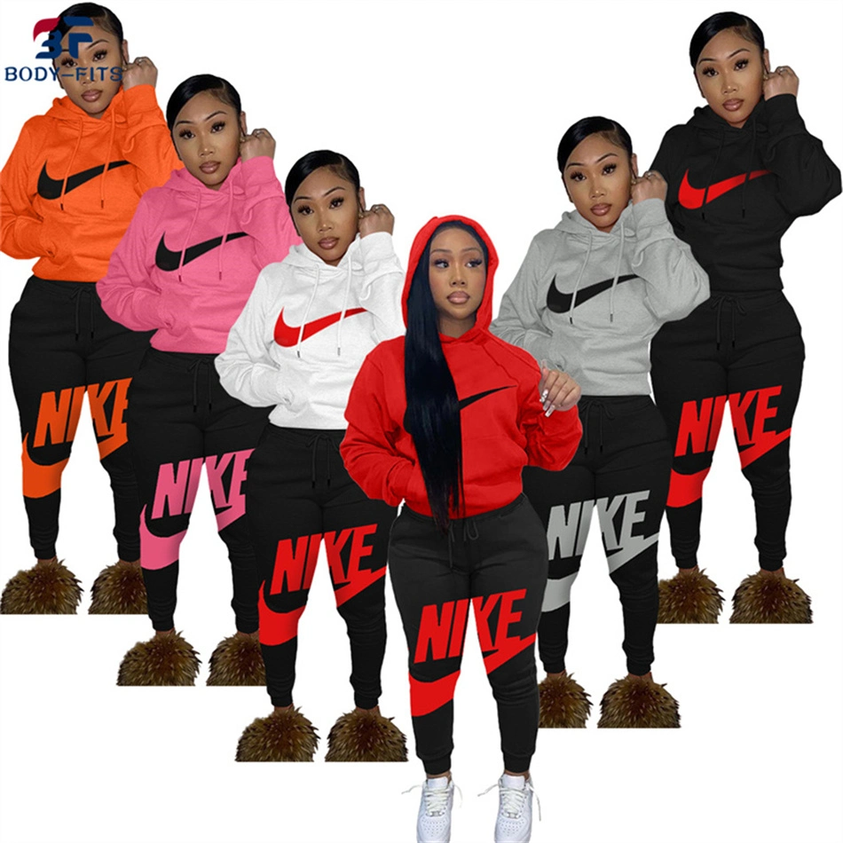 Custom Women Brand Casual Sports Hoodies Set 2 Piece Jogging Suit