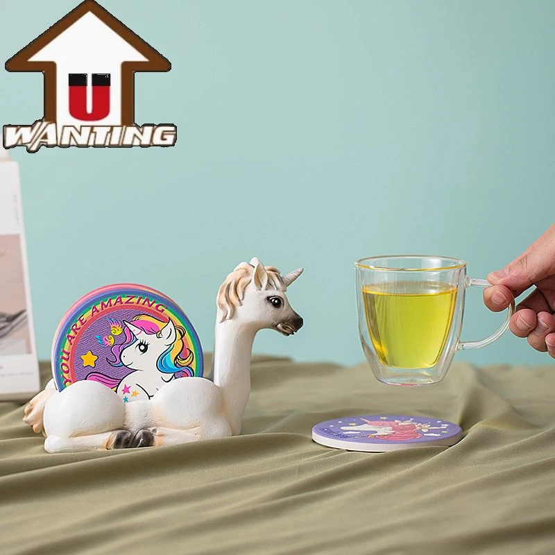 Animal Shape Unicorn Cup Mat Resin Product for Restaurant Home Bar Decor