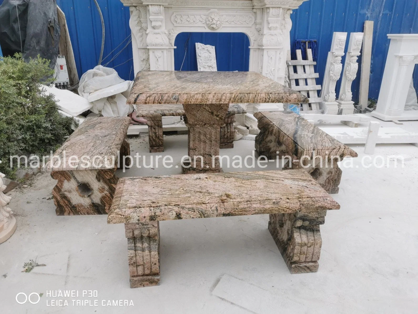 Hand Carved Granite Bench Table Sculpture Garden Decorarte (SY-GB025)